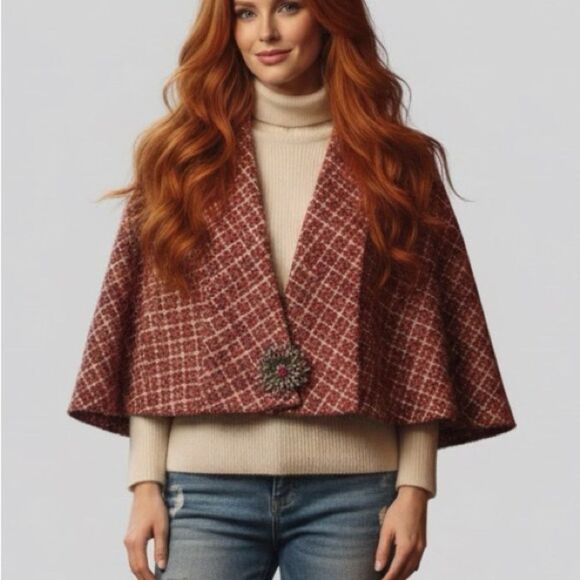 Walter Neiman Marcus Capelet Rhinestone Brooch Tweed Multicolor Lined NWT $310 - Picture 1 of 11